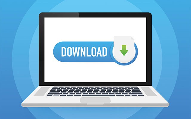Bildschirm eines Computers  mit dem Wort Download